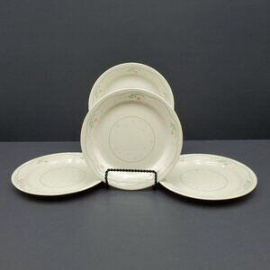 Corelle Calico Rose Salad Dessert Plates Beige Plates Pink Flowers Green Bands